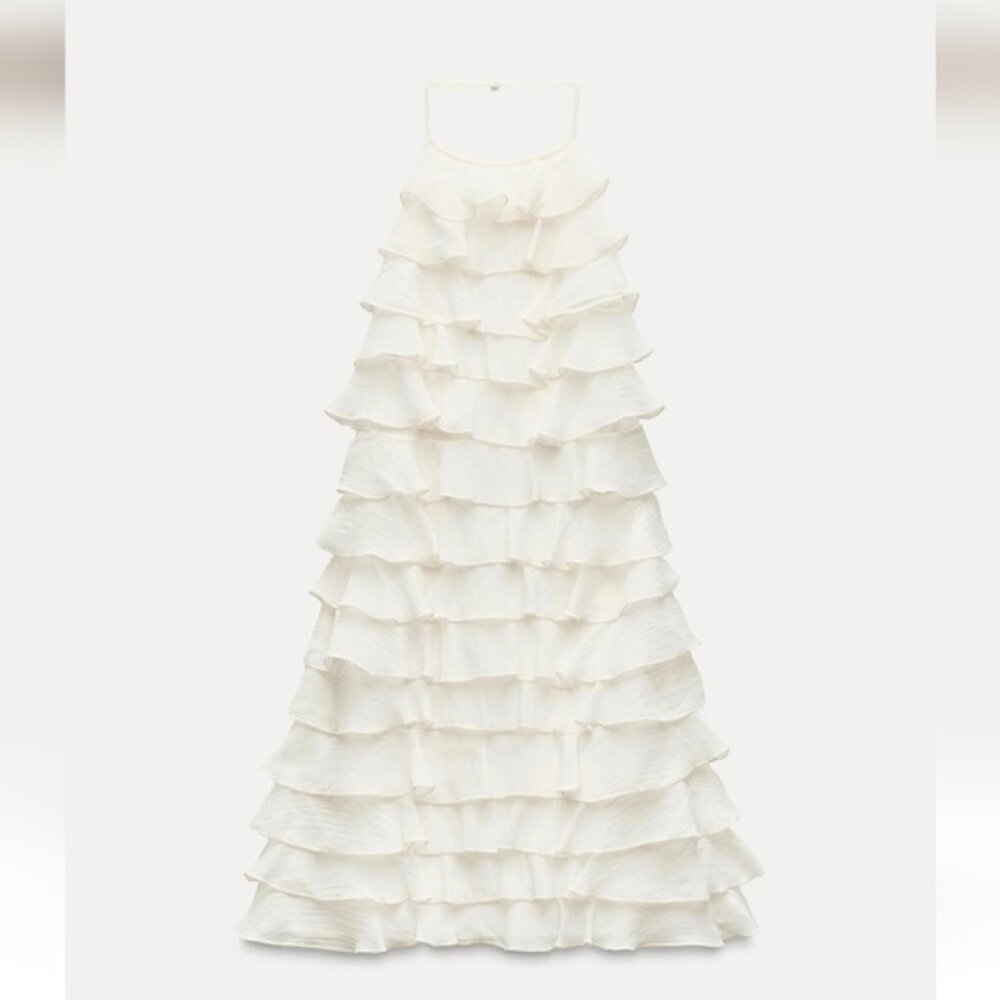 ZARA RUFFLED HALTER NECK DRESS - Picture 5 of 7